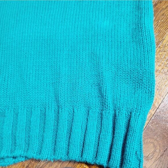 Vintage 90s Y2K Teal Oversized Slouchy Knit Sweater - Picture 12 of 13